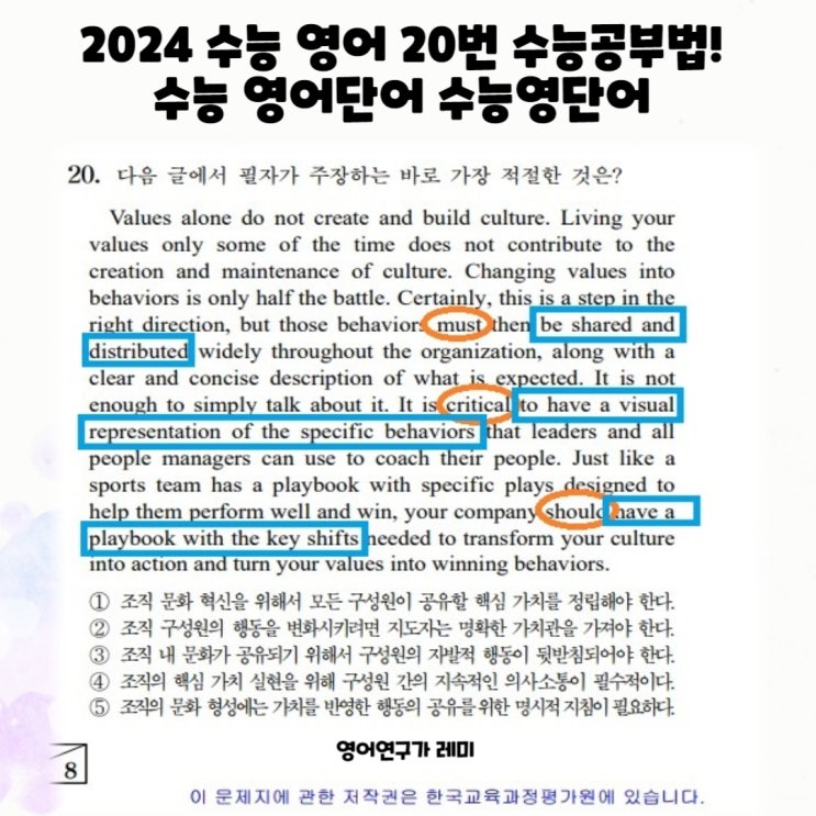 2024 수능 영어 20번 수능공부법! 수능 영어단어 수능영단어 조동사 종류 must, should 영어 형용사 단어 critical! (반전 있음!) 네이버 블로그