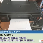 CANON G2910 잉크안나오고 백지로 출력됨 증상 수리후기.