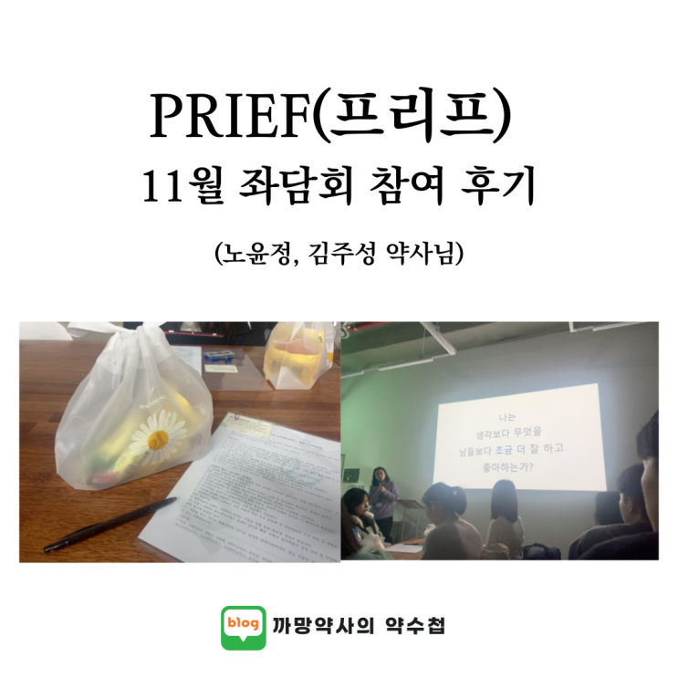 PRIEF(프리프) 11월 좌담회 참여 후기(노윤정, 김주성 약사님) : 네이버 블로그