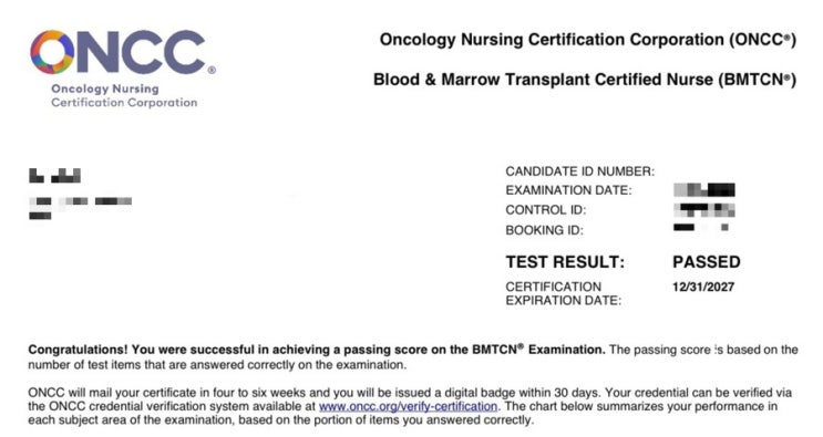 BMTCN (Blood&Marrow Transplant Certified Nurse) 합격 : 네이버 블로그