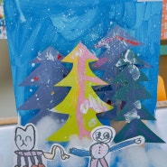 밤비니 5세 미술 : 부산에도 눈이 내리는 마음을 담아♥♥ 눈내리는 겨울나무 풍경을 표현해보자!