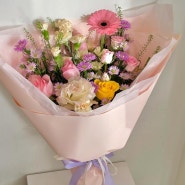 노원 태릉입구꽃집 벨리니플라워 에서 귀여운 손녀분이 주문해 주신 할머니 핑크 꽃다발♥