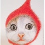 [링가] 빨간 모자를 쓴 고양이 산타카드