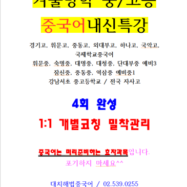겨울방학 중/고등 중국어 내신특강 / 대치동 중국어 RSS 대표 이미지