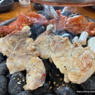 춘천 참나무숯불닭갈비 막국수 : 돌에 구워먹는 숯불 닭갈비