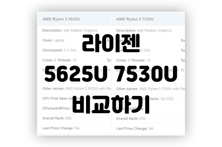 라이젠5 5625U 7530U 비교하기 : 네이버 블로그
