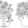 꽃이 있는 화병 그림 스케치 이미지 컬러링 색칠연습 Flower vase sketch