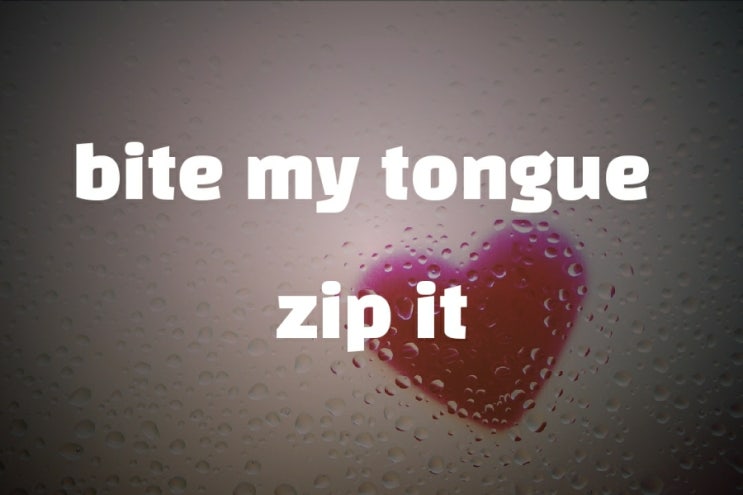 영어관용표현 Bite My Tongue 말을 꾹 참다, Zip It 입 다물어 영어로 : 네이버 블로그