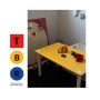 탬버린하우스 Button table yellow, book bin red