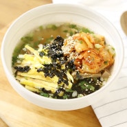 도토리 온묵밥 만들기 따뜻한 김치 묵사발 육수 도토리묵 사발