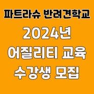 2024년 어질리티 교육 수강생 모집 #파트라슈반려견학교 #부산,창원,김해,경남,어질리티훈련