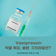vasopressin 바소프레신 약 특징과 사용 용량, 주의 사항에 관하여.