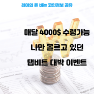 탭비트 거래소 이벤트 매달 4000$ 추가 지급!