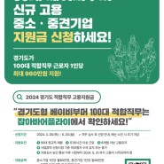 「경기도 적합직무 고용지원금」 사업 참여기업 모집 안내