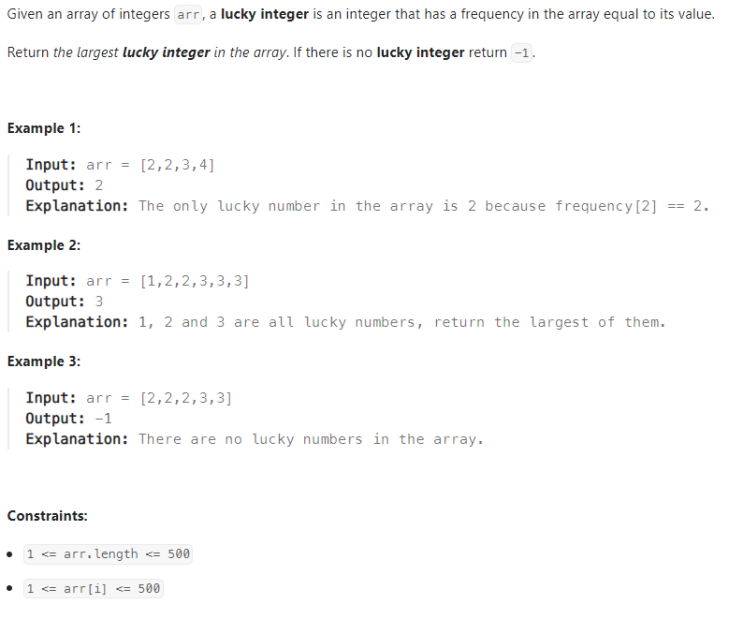JAVA_LeetCode 1394_Find Lucky Integer in an Array : 네이버 블로그
