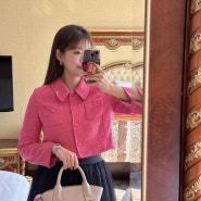 봄옷 핑크코디 : 케네스레이디 트위드자켓 + 로에카 가방 마르게타S