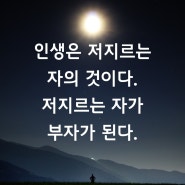 인생은 저지르는 자의 것이다. 저지르는 자가 부자가 된다...쩜상