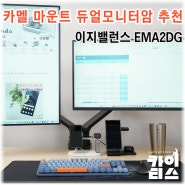 카멜마운트 듀얼모니터암 추천 이유, 이지밸런스 EMA2DG 사용후기 (feat. 보강판)