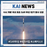 KAI 개발 국내 최초 SAR 위성 1호기 발사 성공