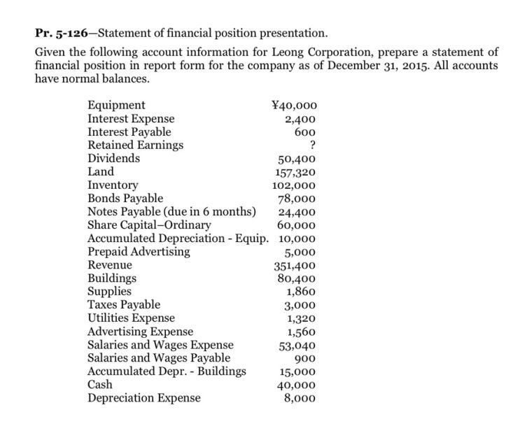 63. [재무회계] Ch.5 (2) Financial Position Statements - Exercise! : 네이버 블로그