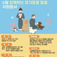 [안내] 2024 남북통합문화센터 자원봉사단 3기 4월 '함께하는 유기동물 돌봄 자원봉사'