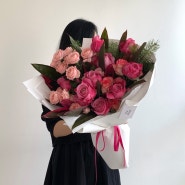 [ 꽃다발 ] 멋스러운 홍죽 믹스 진핑크 대형 꽃다발 :: 더루즈플라워