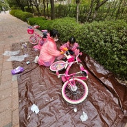 자전거 페인팅 아빠와 아이들 추억 쌓기 7살 두발 자전거 배우기