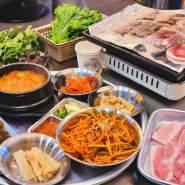 [춘천]퇴계동 남춘천역 국내산 냉삼겹살+미나리+비빔국수 맛집 <미돈>