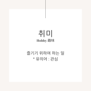 편하게 즐기는 취미생활을 추천합니다.