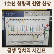 1호선 청량리 천안 신창 동두천 급행 정차역 첫차/ 막차 시간표