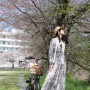 일본 패션 브랜드 스텔라 도쿄 원피스와 사만사모스2 모자로 코디한 4월 벚꽃 데일리룩(ootd)