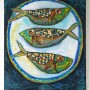 텍스처 살아있는 아크릴화 물고기 그림 그리기