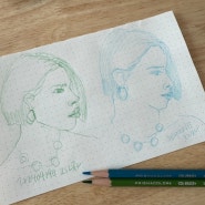 [취미생활/그림독학] 매일 그림 한장, 프리즈마 지워지는 색연필로 사진 보고 얼굴 그리기