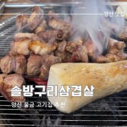 양산 물금 증산역 맛집: 참숯향이 좋은 구워주는 고기집 솔방구리 삼겹살 증산점