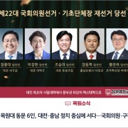[목원소식]목원대 동문 6인, 대전·충남 정치 중심에 서다…국회의원·구청장 당선 쾌거