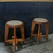 New Collection _A Pair of Pierre Jeanneret Mid-high Caned Bar-stools(PJ-SI-21-A), 1965~66