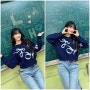 여자아이들 민니 인스타그램 사복 패션 속 팔렛 리본 니트 여성 봄옷코디