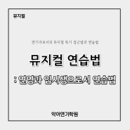 [연기학원/뮤지컬학원] 연극영화과 입시생으로서의 뮤지컬 특기 연습법