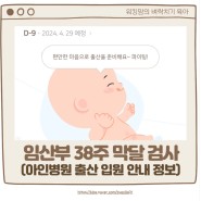 임산부 38주 증상/아인병원 출산 입원 관련 정보/출산 선물