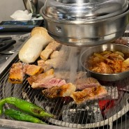 서대문구 홍제역 삼겹살 고깃집 '홍제회관' : 숯이 좋은 한돈 숯불구이 맛집 처음 먹어보는 #도깨비살