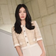 미샤(MICHAA) X 송혜교 24SS 캠페인 화보 패션 속 트위드 자켓 여성 투피스 하객룩 결혼식 원피스!