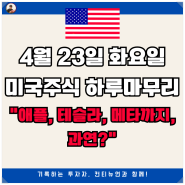 3분 브리핑, 4월 23일 화요일 미국주식 하루마무리 "애플, 테슬라, 메타까지, 과연?"