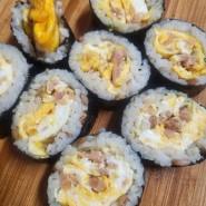 점심도시락 스팸계란말이 스팸오믈렛 김밥