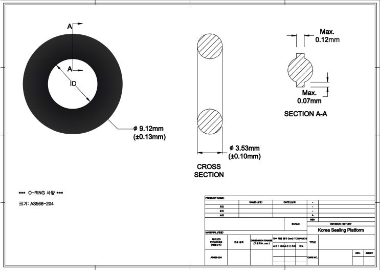 AS568-204 AS-204 AN-204 BS-204 2-204 항공 우주 표준 규격 영국 표준 고무 오링 크기 9.12x3 ...