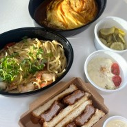 동명동 맛집 목하식당 배달후기 / 회오리오믈렛, 통마늘새우오일파스타, 가츠산도