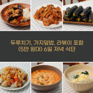 김치두루치기, 가지덮밥, 라볶이 포함 5만 원대 6일 집밥 저녁 메뉴 추천