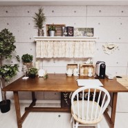 거실식탁 책상테이블 고무나무 원목 앤틱식탁 인테리어 공부하는 홈카페꾸미기