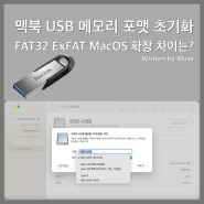 맥북 사용법 USB 메모리 포맷 초기화 방법. FAT32 ExFAT MacOS 확장 차이