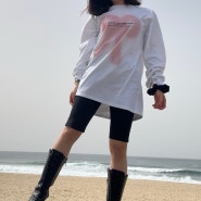 여자 여행패션 다이애그널 티셔츠 SPRAY PRINTING TEE 후기