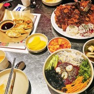 삼산동 한신우동: 왕돈까스+ 비빔 우동 + 튀김 만두